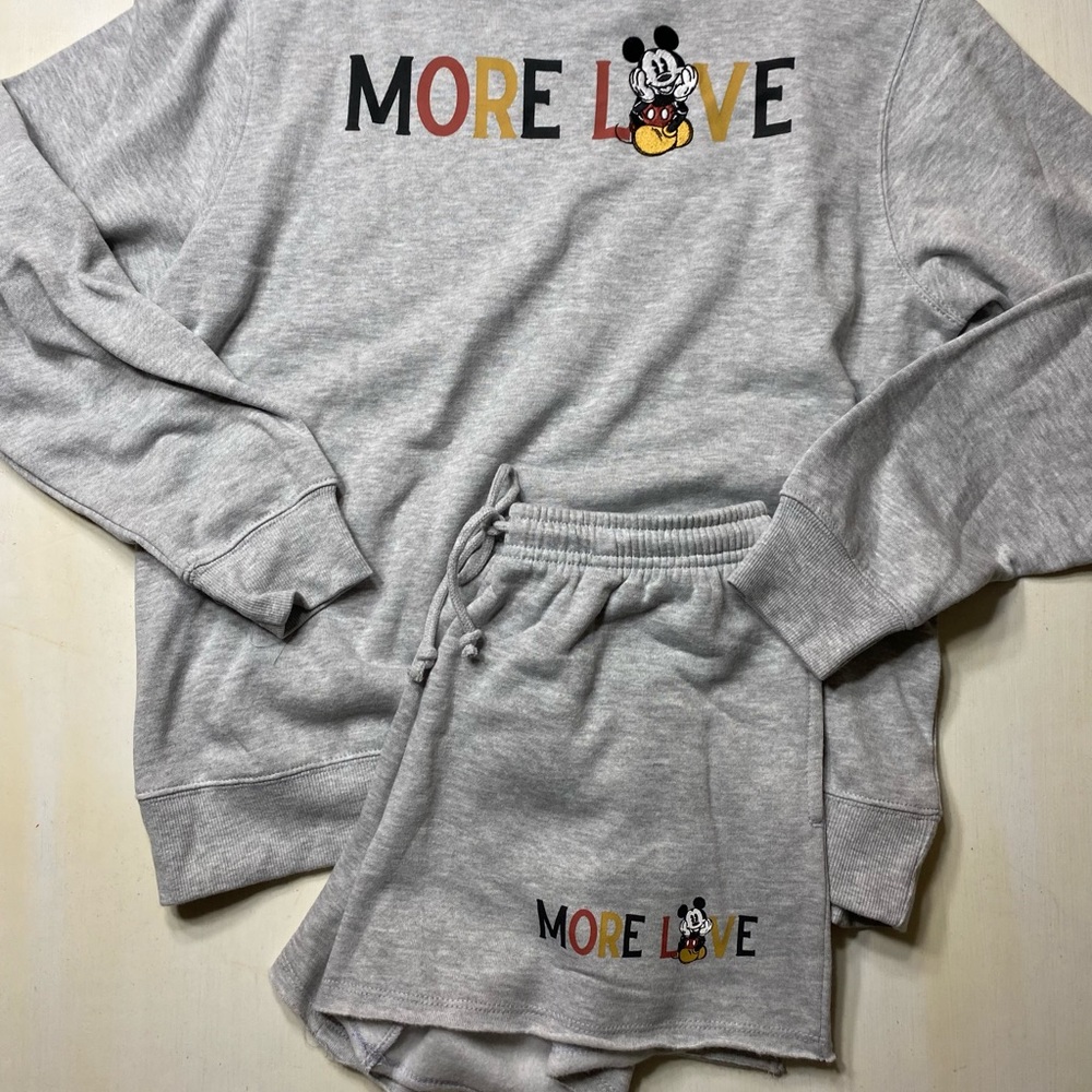 Disney Mickey Mouse crewneck sweater more love sweater and shorts set lounge set